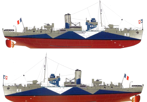 Корабль HMS Mimosa K11 [Corvette] (1943) - чертежи, габариты, рисунки